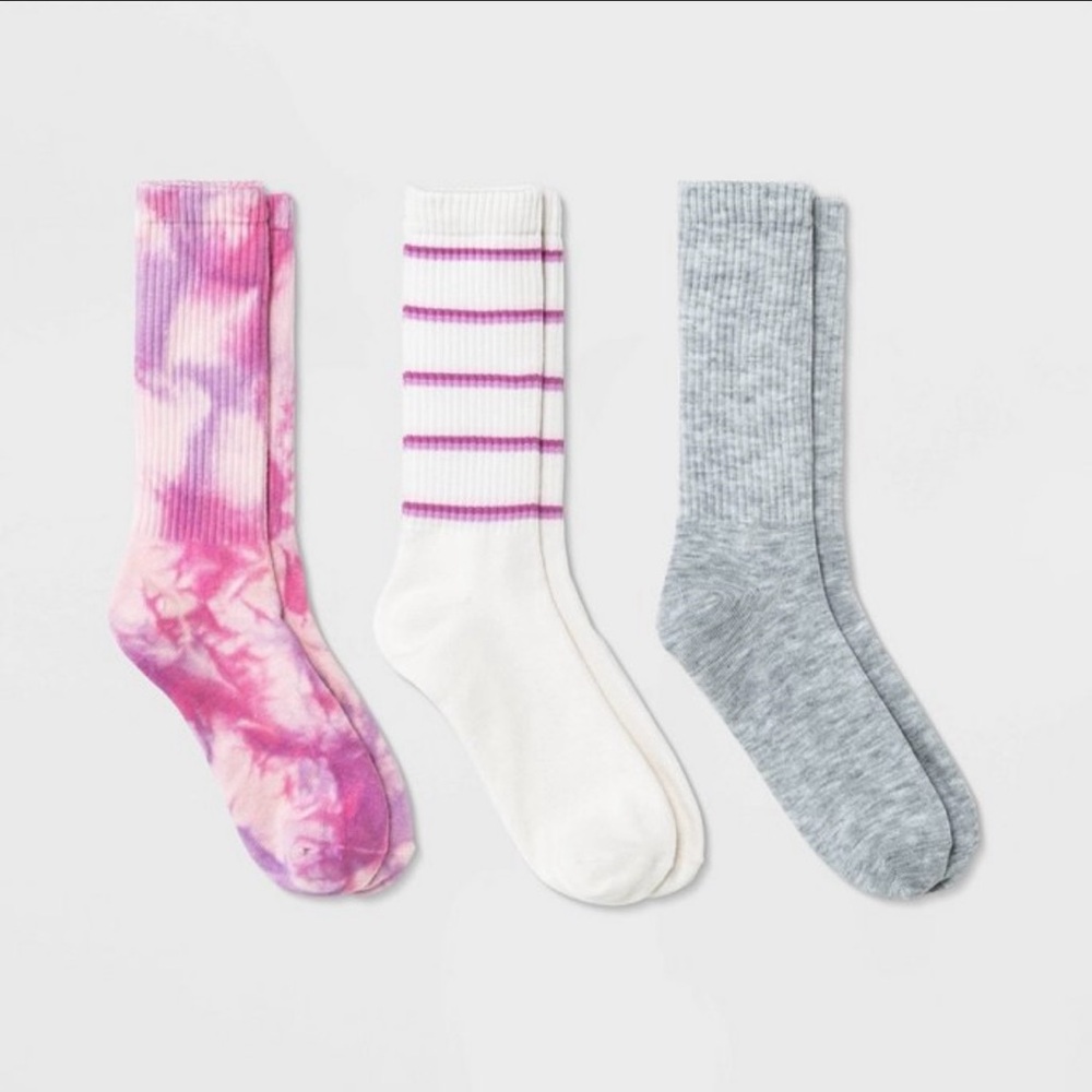 Art Class Ribbed 3 Pair Crew Socks